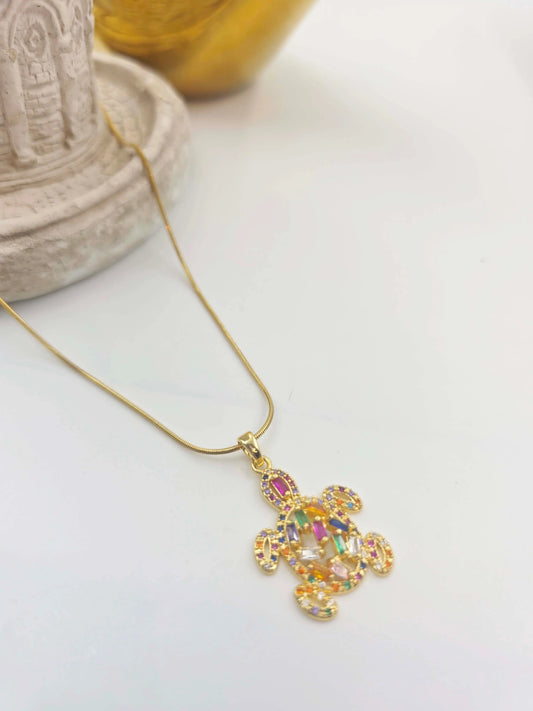 Nuvia Colourful Sea Turtle-Women's Necklace-Emberstone-Emberstone