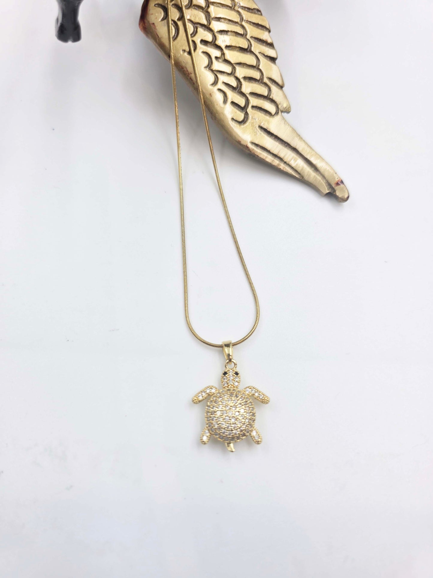 Elaria White Stone Studded Turtle