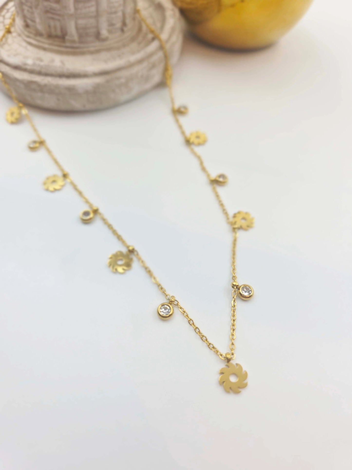 Vetra Sun and Solitaire Charms-Women's Necklace-Emberstone-Emberstone