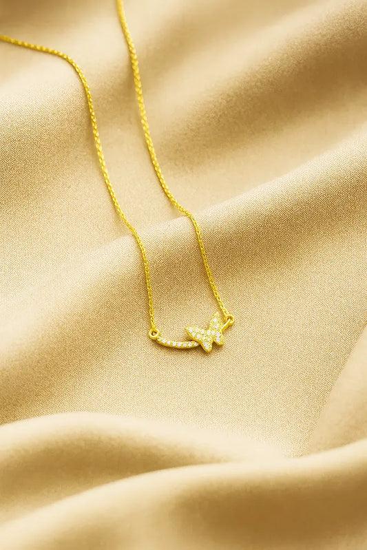Sereia Zirconia Studded Butterfly-Women's Necklace-Emberstone-Emberstone