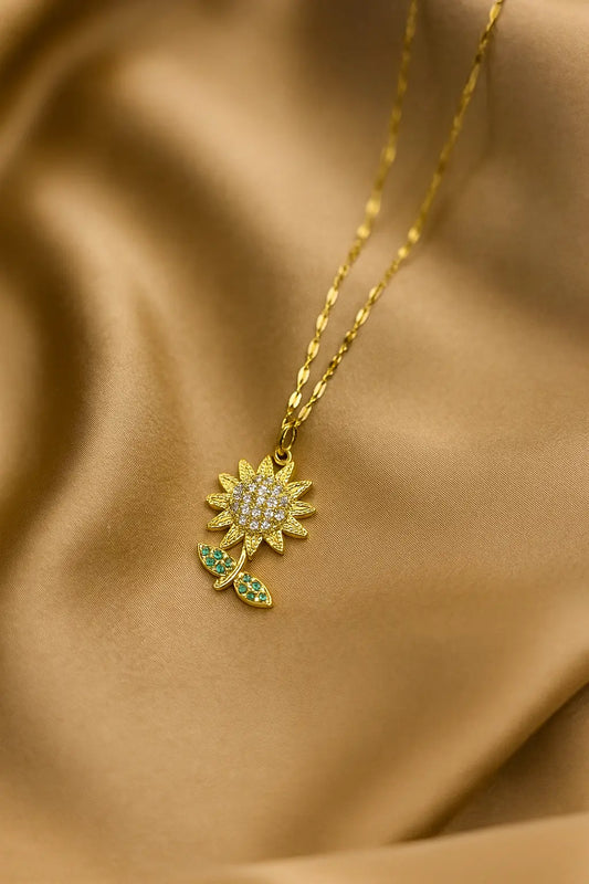 Sylviq Crystal Sunflower-Women's Necklace-Emberstone-Emberstone