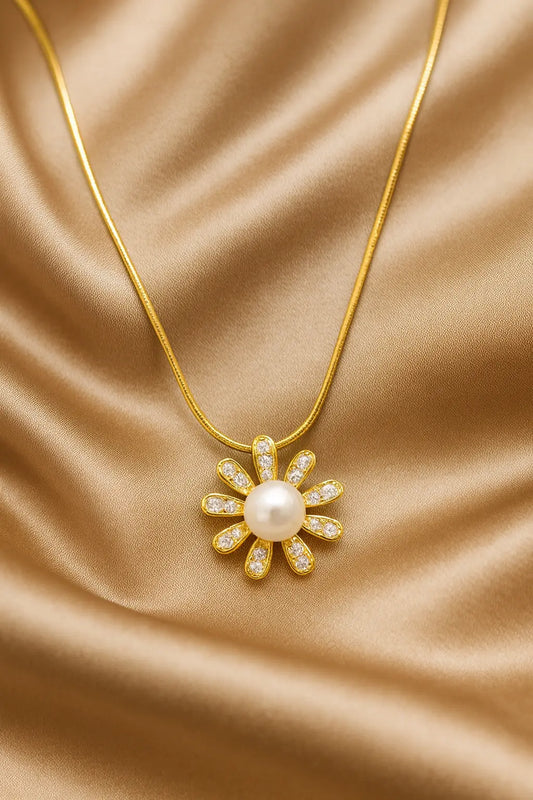 Fern & Pearl Necklace-Women's Necklace-Emberstone-Emberstone