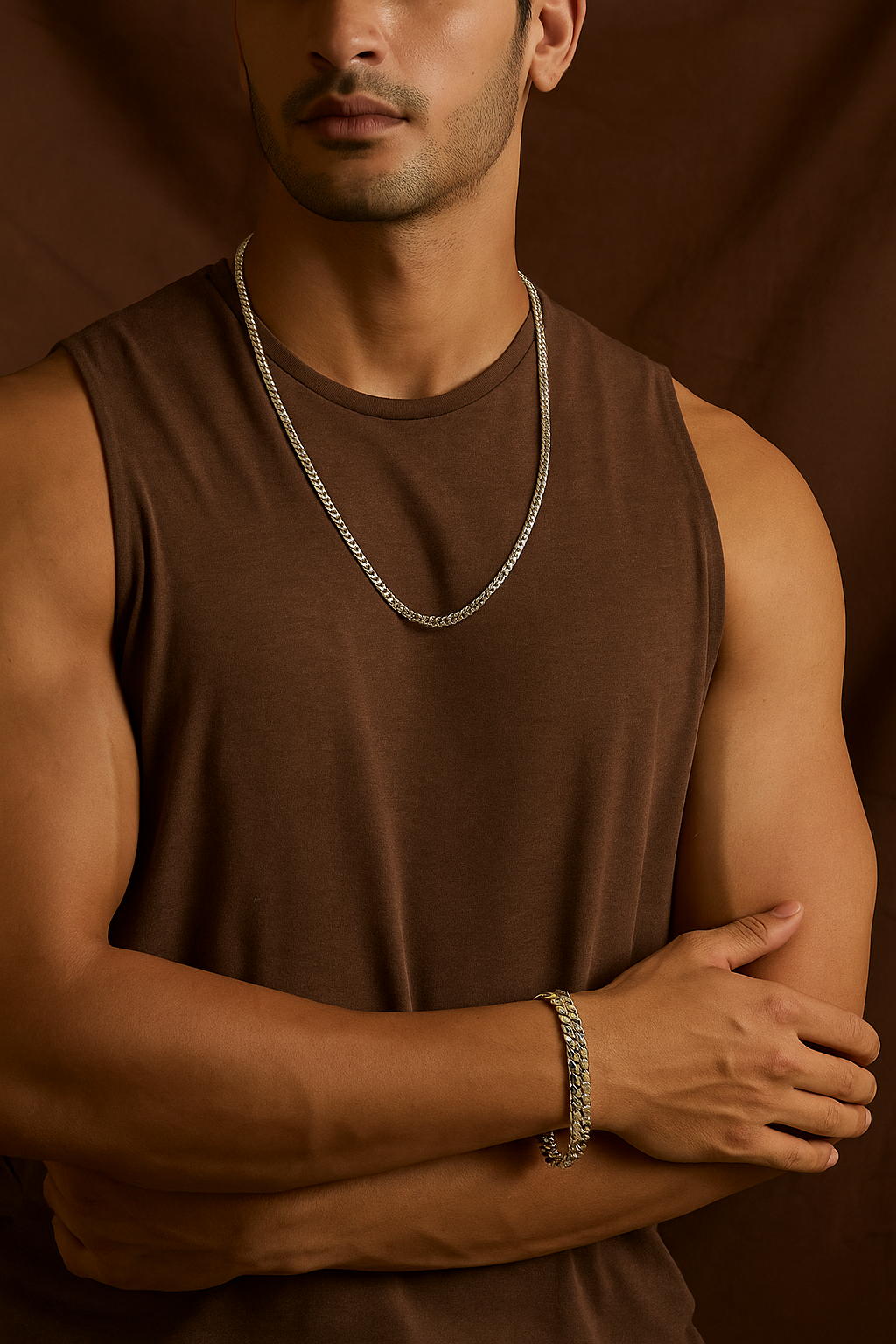 Oak Double Snake Silver Necklace
