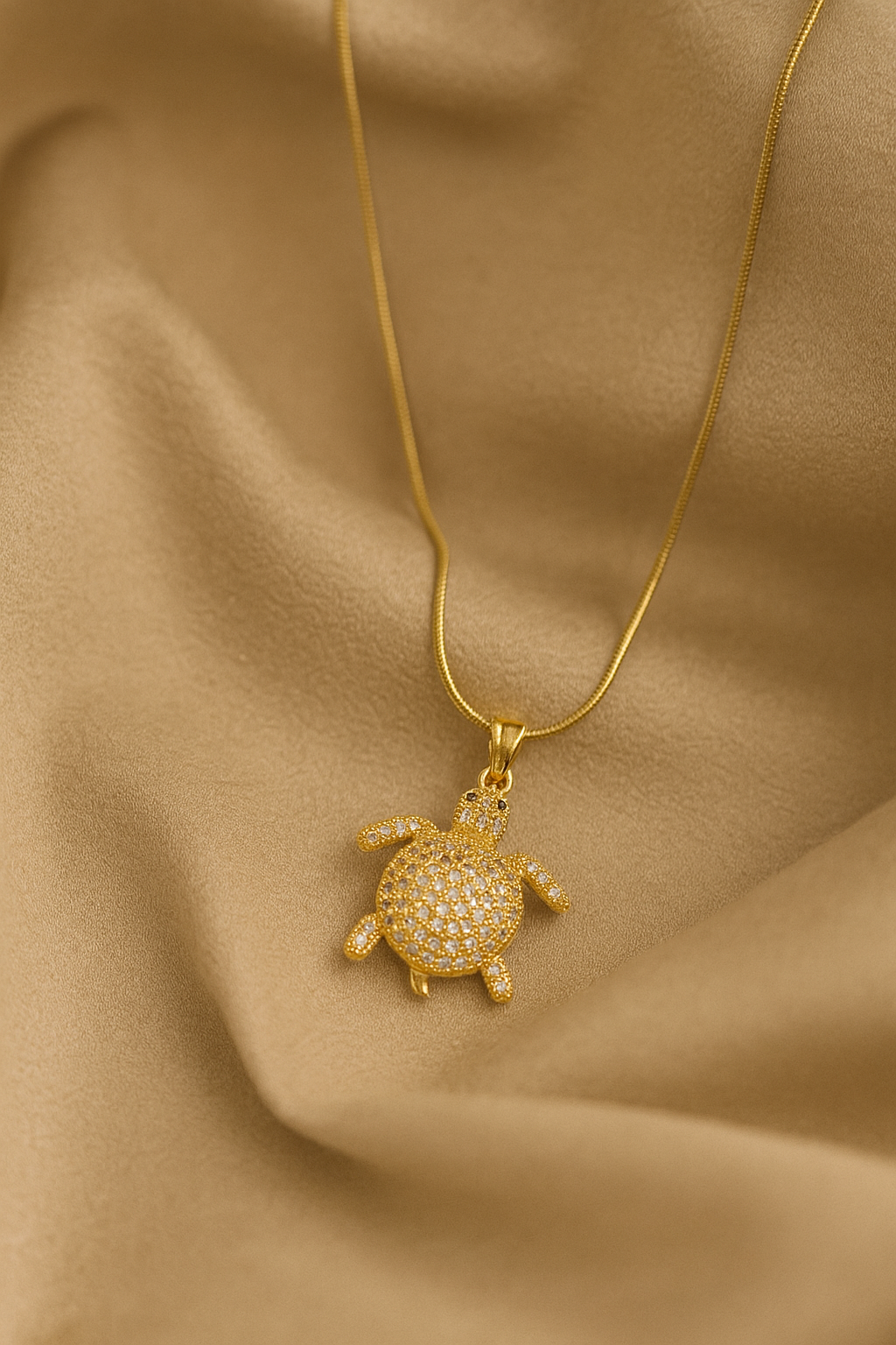 Elaria White Stone Studded Turtle
