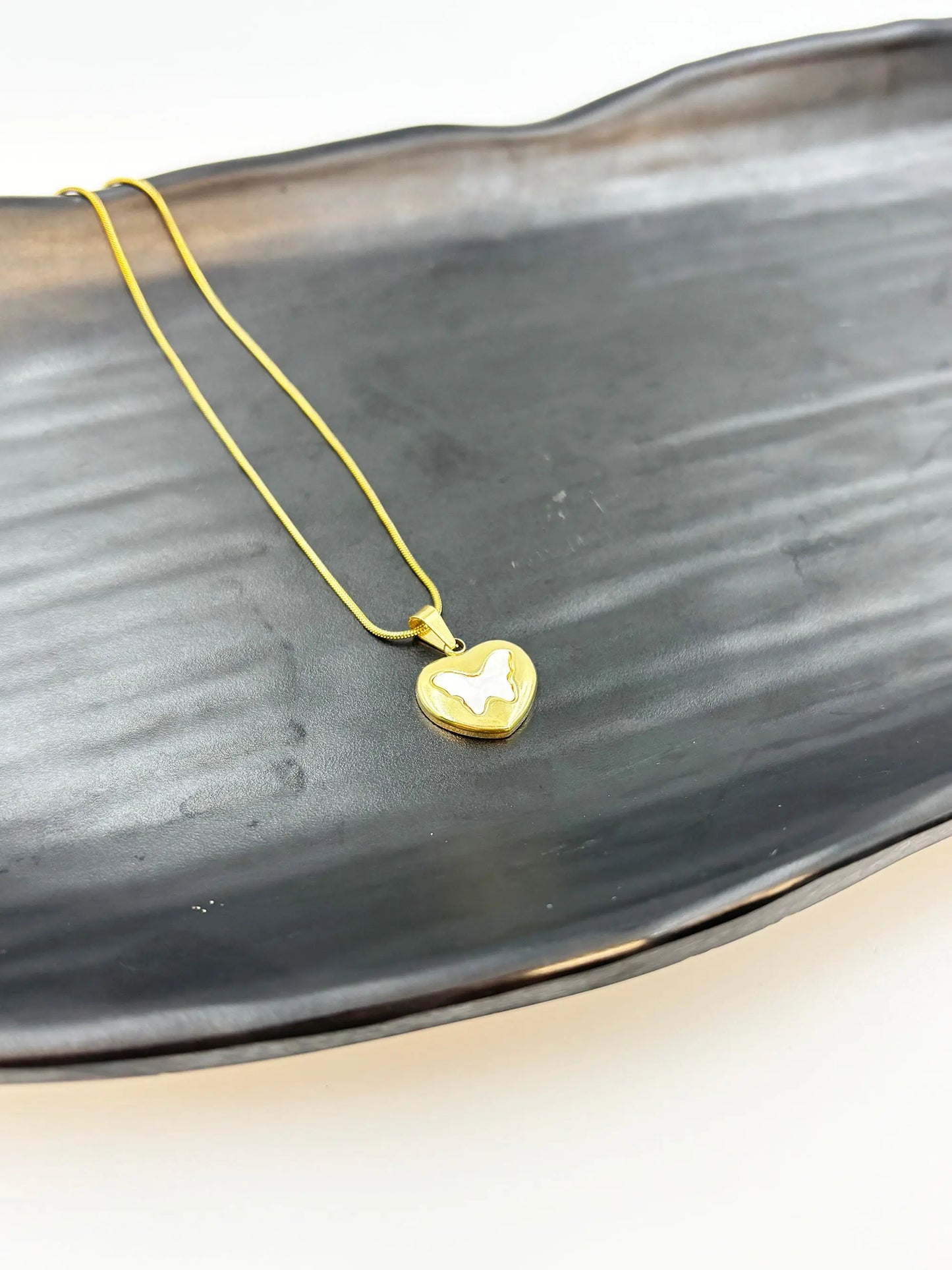 Halyn Pearl Butterfly Heart-Women's Necklace-Emberstone-Emberstone