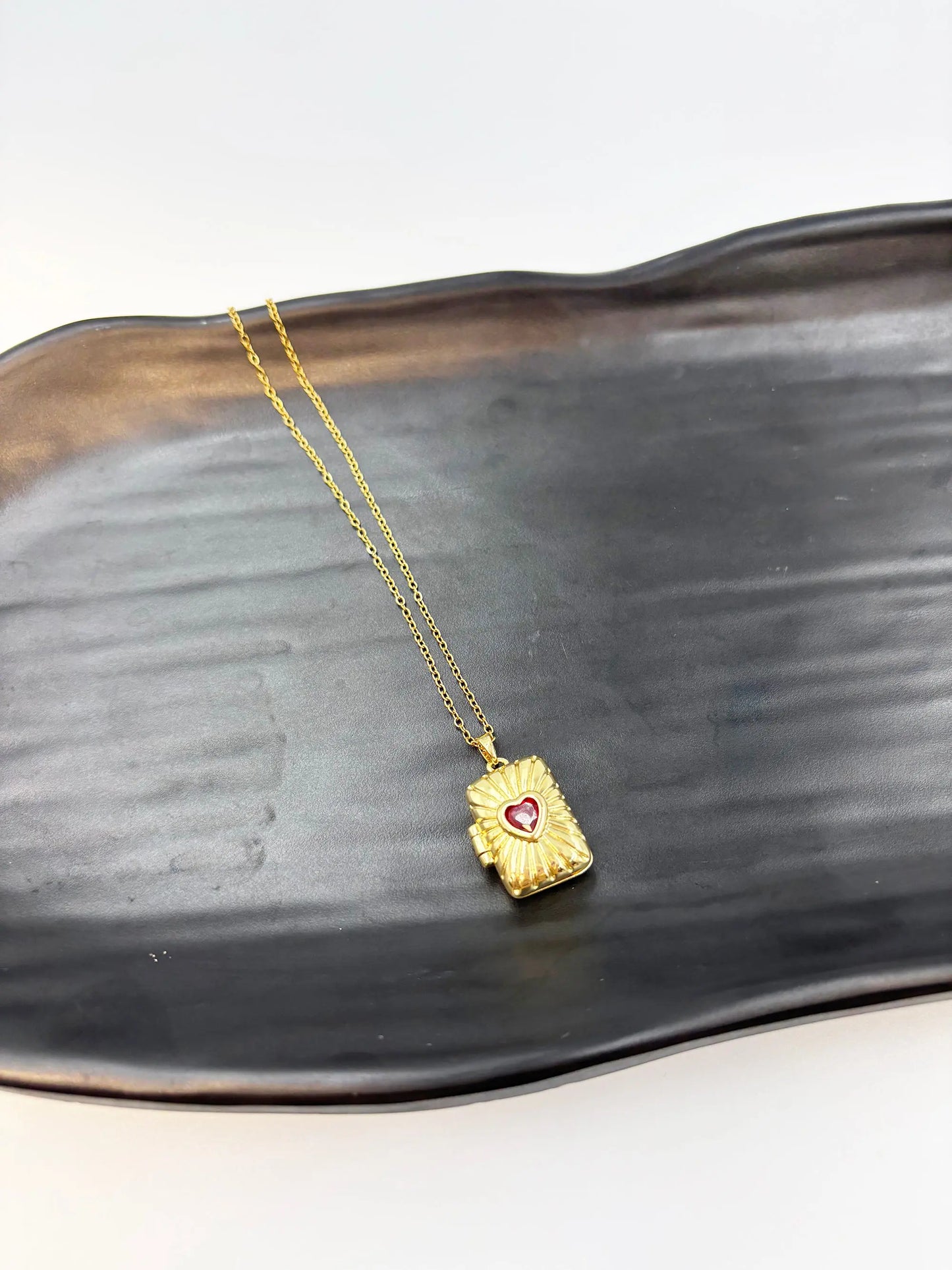 Belora Red Heart Openable Locket-Women's Necklace-Emberstone-Emberstone