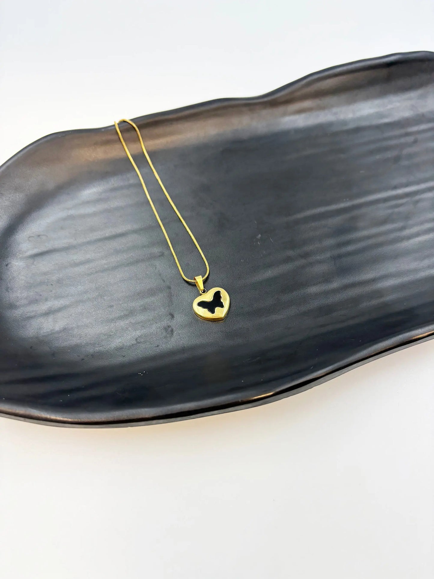 Vaelora Black Butterfly Heart-Women's Necklace-Emberstone-Emberstone