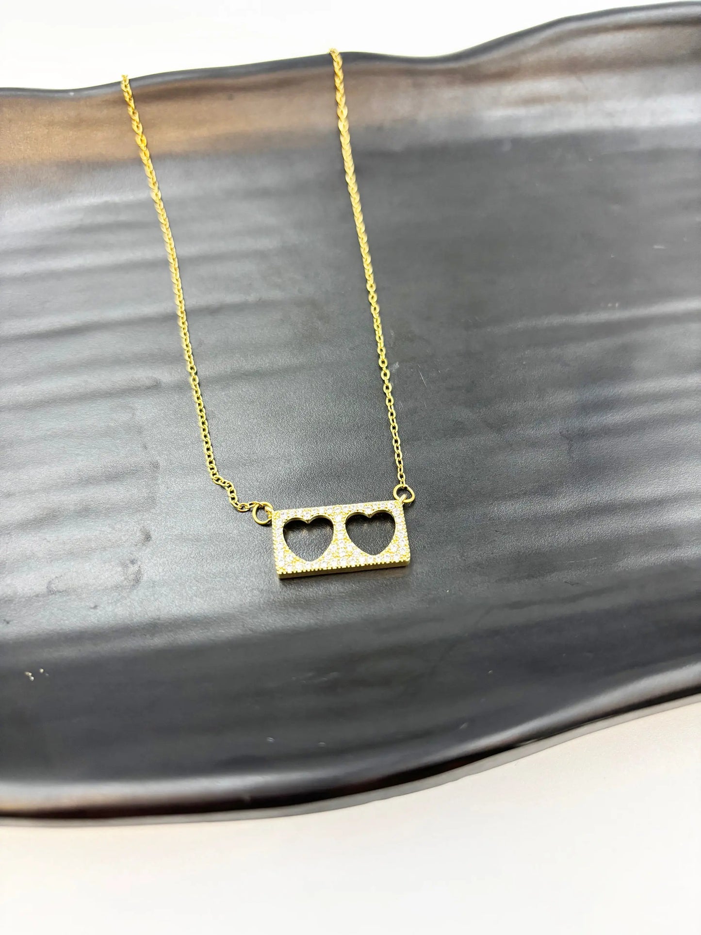 Delyra Twin Heart Window-Women's Necklace-Emberstone-Emberstone