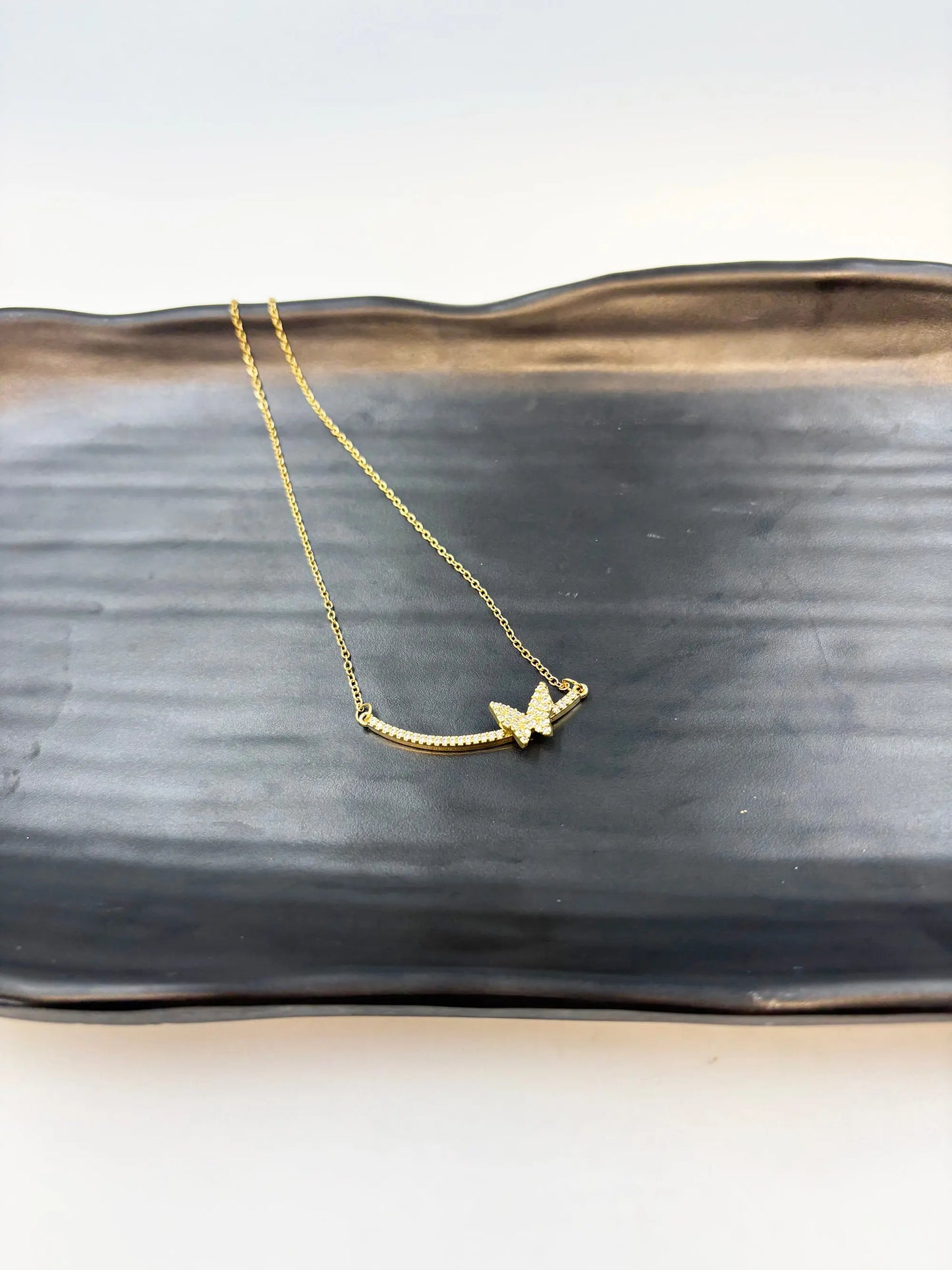 Sereia Zirconia Studded Butterfly-Women's Necklace-Emberstone-Emberstone