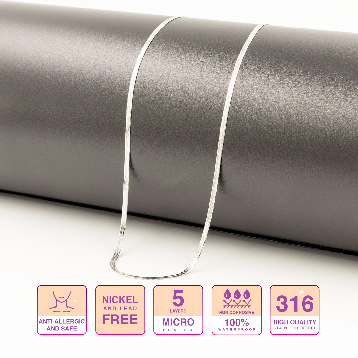 Valorance Flat Snake Silver Necklace
