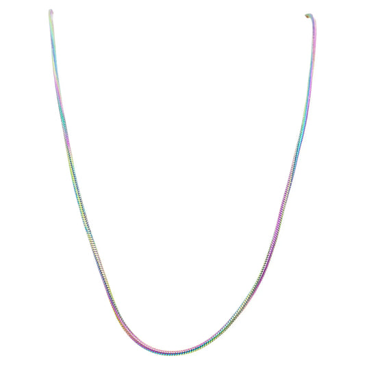 Emberstone rainbow-colored thin men's chain necklace on white background
