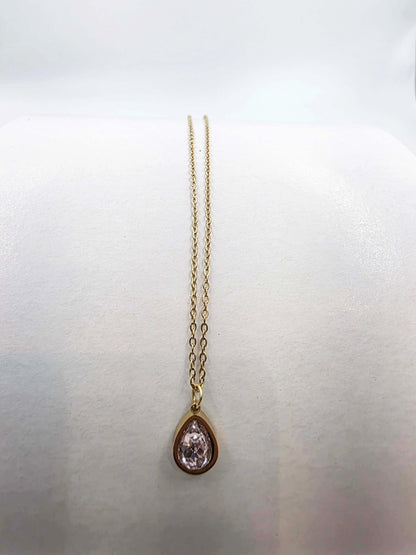 Roselle Pink Teardrop-Women's Necklace-Emberstone-Emberstone