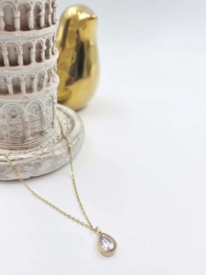 Roselle Pink Teardrop-Women's Necklace-Emberstone-Emberstone