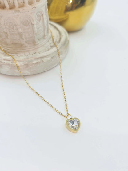 Elunara Diamond Heart-Women's Necklace-Emberstone-Emberstone