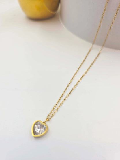 Elunara Diamond Heart-Women's Necklace-Emberstone-Emberstone