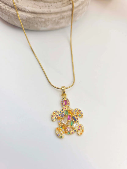 Nuvia Colourful Sea Turtle-Women's Necklace-Emberstone-Emberstone