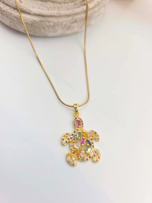Nuvia Colourful Sea Turtle-Women's Necklace-Emberstone-Emberstone