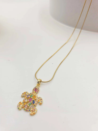 Nuvia Colourful Sea Turtle-Women's Necklace-Emberstone-Emberstone
