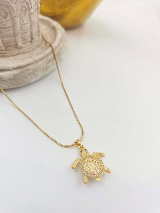 Elaria White Stone Studded Turtle