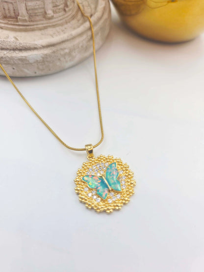 Valtessa Turqouise  Butterfly-Women's Necklace-Emberstone-Emberstone