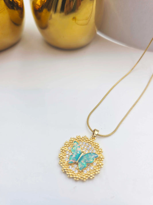 Valtessa Turqouise  Butterfly-Women's Necklace-Emberstone-Emberstone