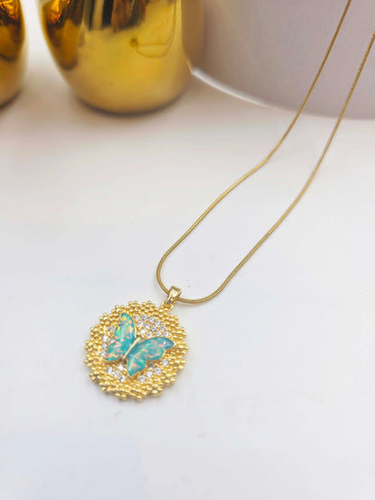 Valtessa Turqouise  Butterfly-Women's Necklace-Emberstone-Emberstone