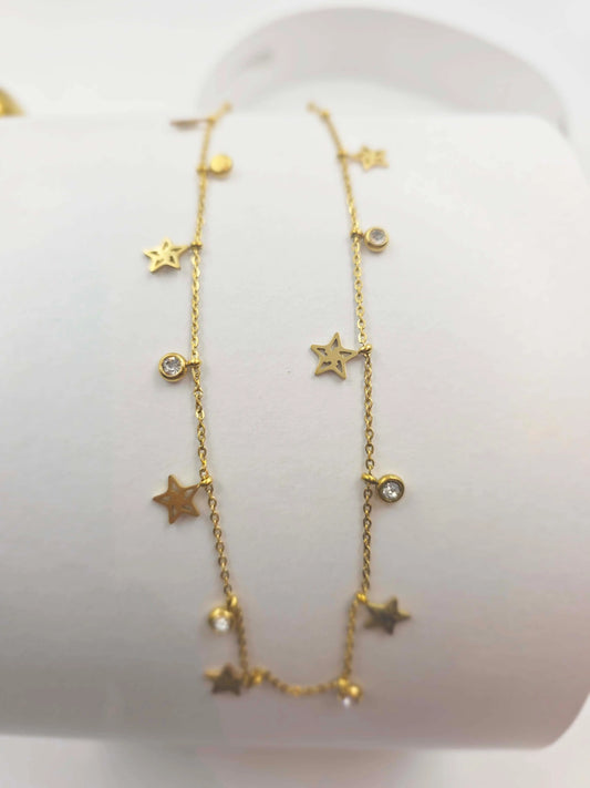 Azra Star and Solitaire Charms-Women's Necklace-Emberstone-Emberstone