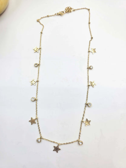 Azra Star and Solitaire Charms-Women's Necklace-Emberstone-Emberstone