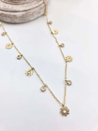 Vetra Sun and Solitaire Charms-Women's Necklace-Emberstone-Emberstone