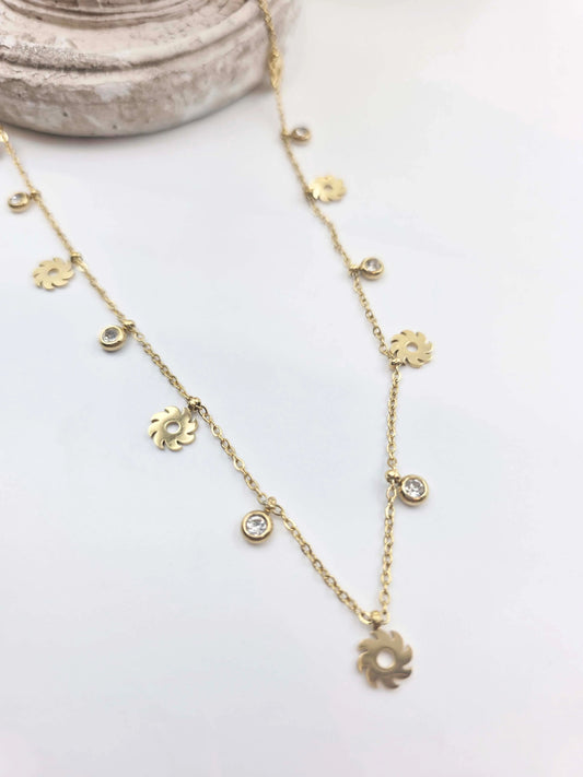 Vetra Sun and Solitaire Charms-Women's Necklace-Emberstone-Emberstone