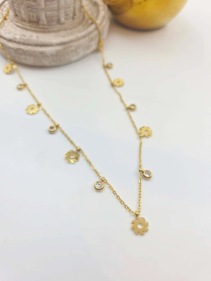 Vetra Sun and Solitaire Charms-Women's Necklace-Emberstone-Emberstone