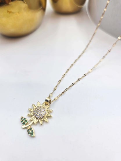 Sylviq Crystal Sunflower-Women's Necklace-Emberstone-Emberstone