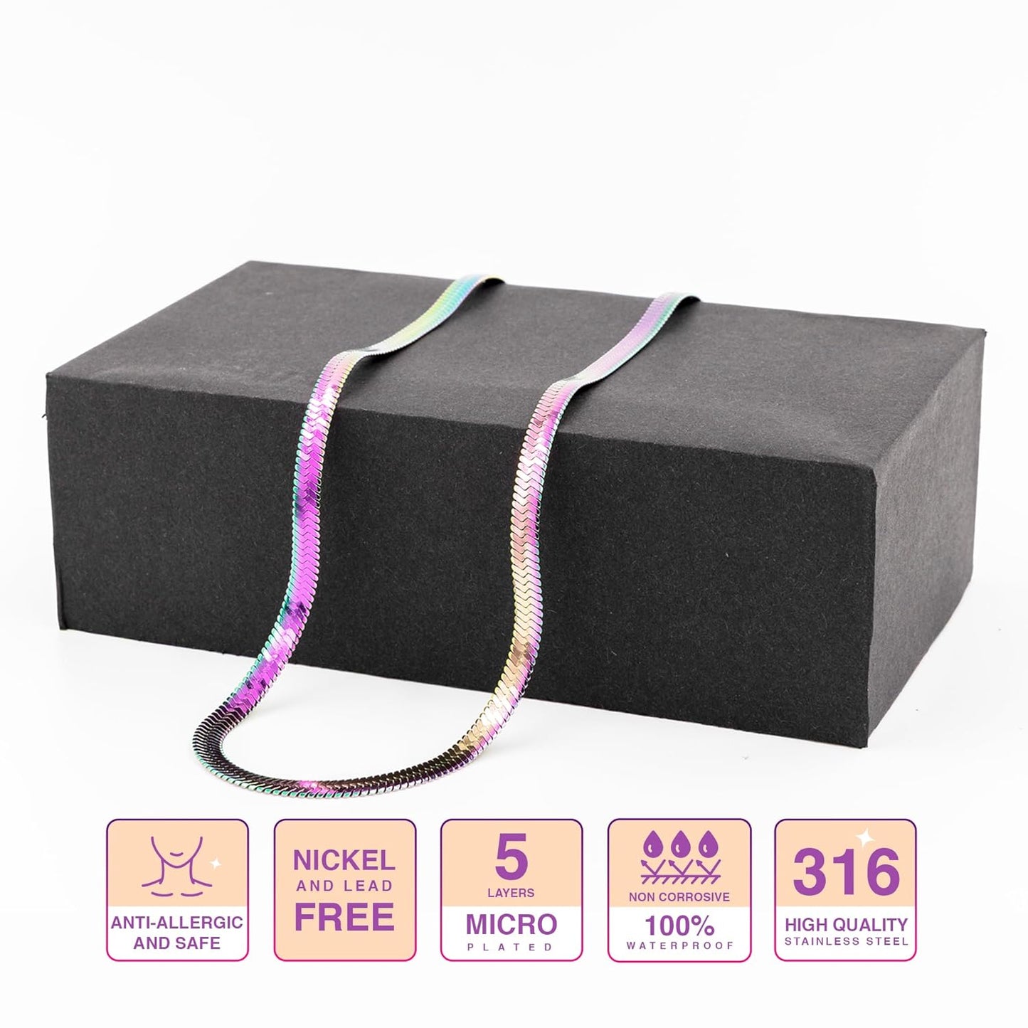 Valorance Flat Snake Multi-colour Necklace