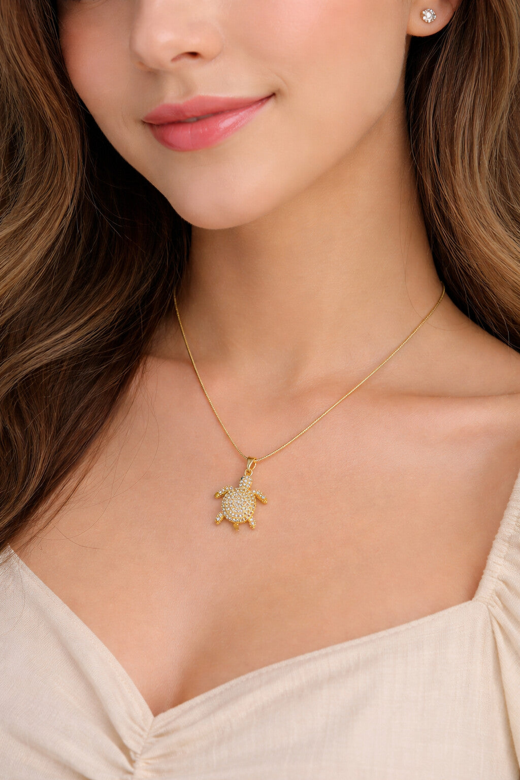Elaria White Stone Studded Turtle
