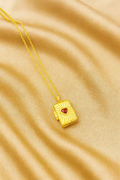 Belora Red Heart Openable Locket-Women's Necklace-Emberstone-Emberstone