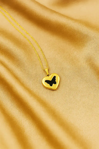 Vaelora Black Butterfly Heart-Women's Necklace-Emberstone-Emberstone