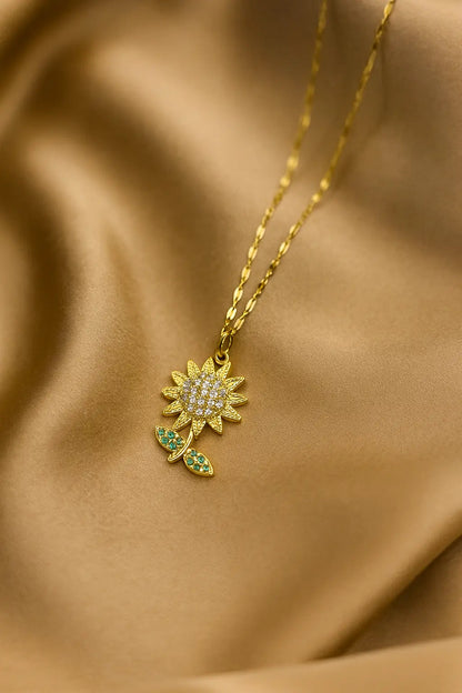 Sylviq Crystal Sunflower-Women's Necklace-Emberstone-Emberstone