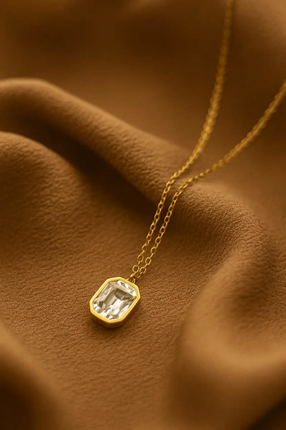 Caelora White Octagon Diamond-Women's Necklace-Emberstone-Emberstone