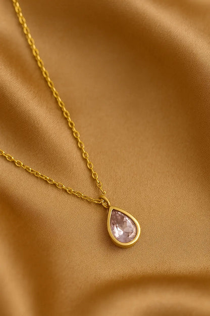 Roselle Pink Teardrop-Women's Necklace-Emberstone-Emberstone