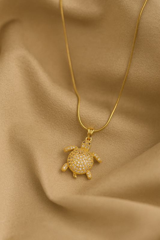 Elaria White Stone Studded Turtle