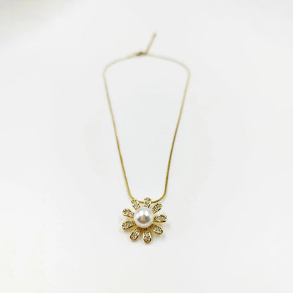 Fern & Pearl Necklace-Women's Necklace-Emberstone-Emberstone
