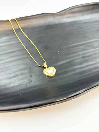 Halyn Pearl Butterfly Heart-Women's Necklace-Emberstone-Emberstone