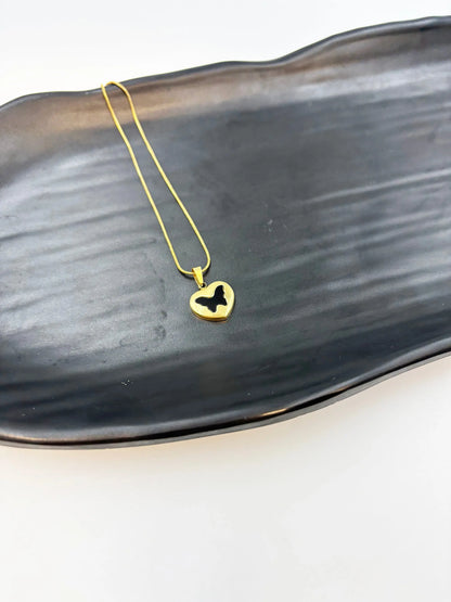Vaelora Black Butterfly Heart-Women's Necklace-Emberstone-Emberstone