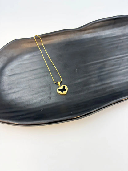 Vaelora Black Butterfly Heart-Women's Necklace-Emberstone-Emberstone