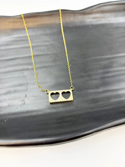 Delyra Twin Heart Window-Women's Necklace-Emberstone-Emberstone