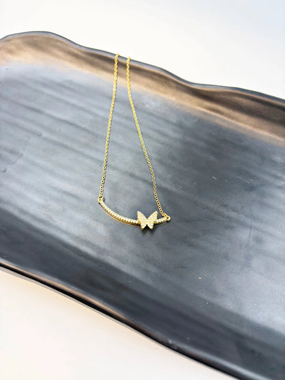 Sereia Zirconia Studded Butterfly-Women's Necklace-Emberstone-Emberstone