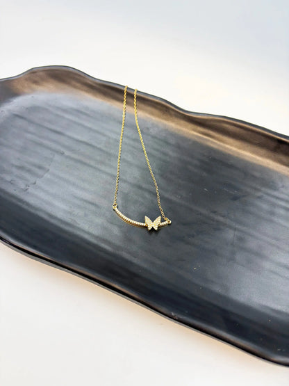 Sereia Zirconia Studded Butterfly-Women's Necklace-Emberstone-Emberstone