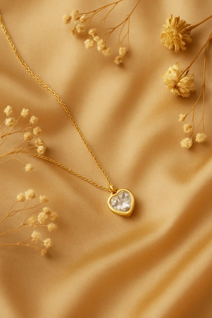 Elunara Diamond Heart-Women's Necklace-Emberstone-Emberstone