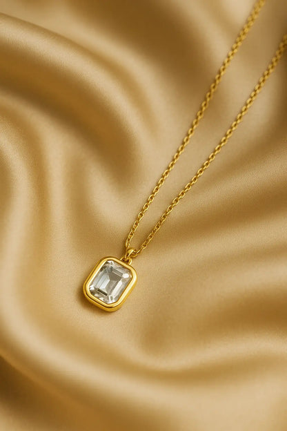Caelora White Octagon Diamond-Women's Necklace-Emberstone-Emberstone